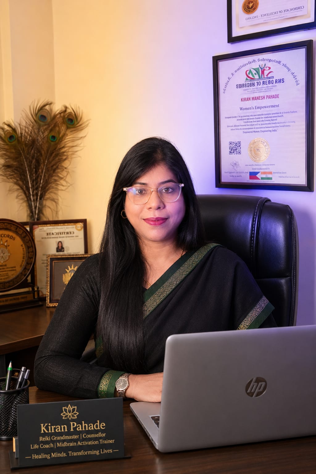 Kiran Pahade working from her Mannsparsh office