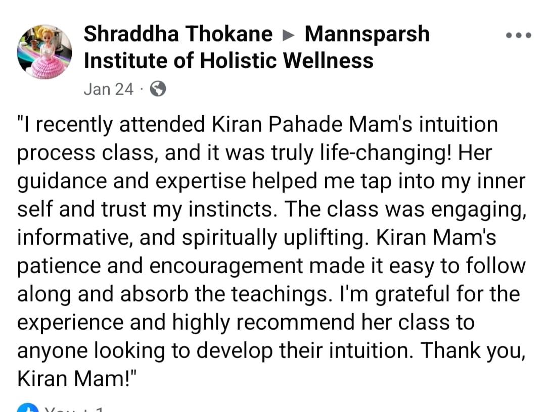 Screenshot of Shraddha Thokane's Mannsparsh testimonial